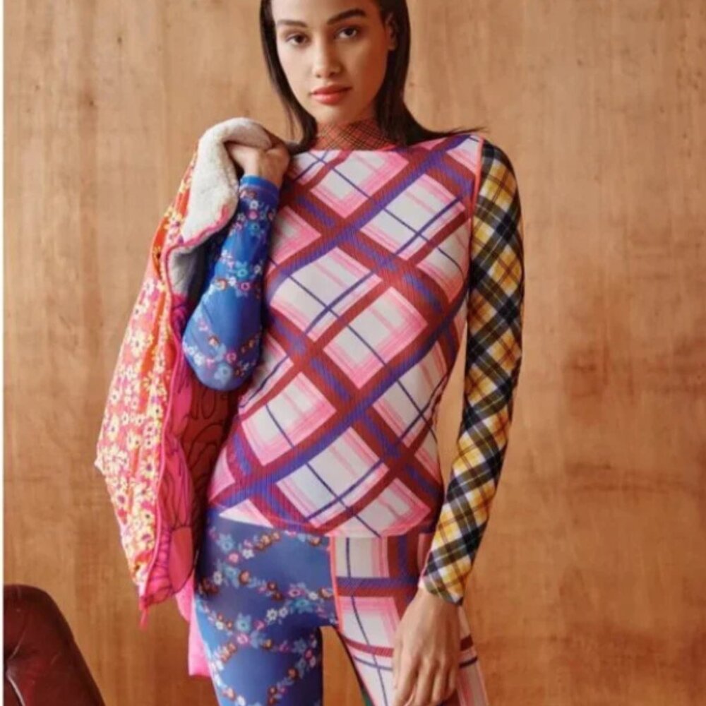 Celiab Sheer Patchwork Mock Neck Top - image 3